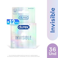 12 Pack Condones Durex Invisible - 3 UN.